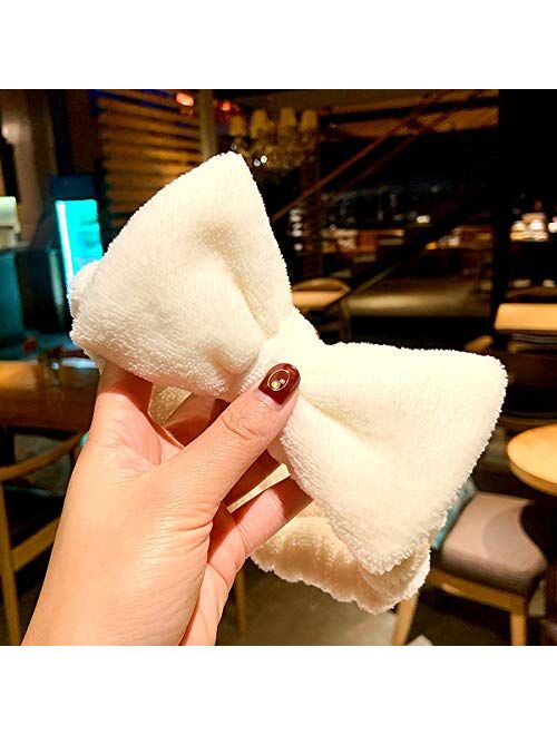 Lades Spa Headband – 2 Pack Bow Hair Band Women Facial Makeup Head Band Soft Coral Fleece Head Wraps For Shower Washing Face