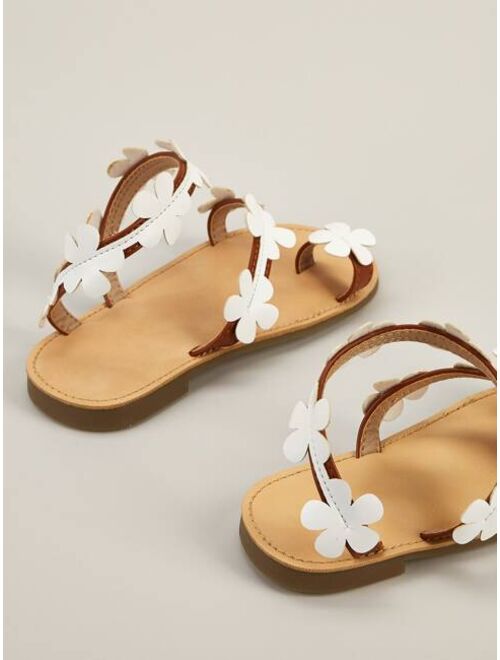 Shein Girls Flower Decor Toe Ring Thong Sandals