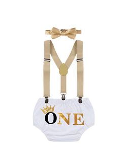 MYRISAM Wild ONE Cake Smash Outfit Boy First Birthday Photo Shoot Printed Bloomers Suspenders Bowtie Baby Shower Costume