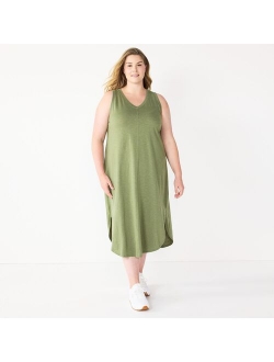 Plus Size Sonoma Goods For Life Sleeveless Shirttail Knit Midi Dress