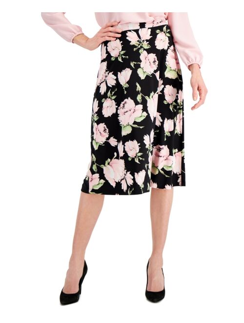 Kasper Floral-Print Midi Skirt