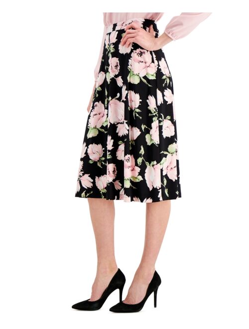 Kasper Floral-Print Midi Skirt