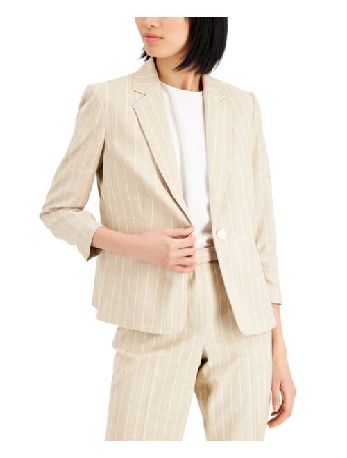 Kasper Women's Textured-Stripe One-Button Blazer