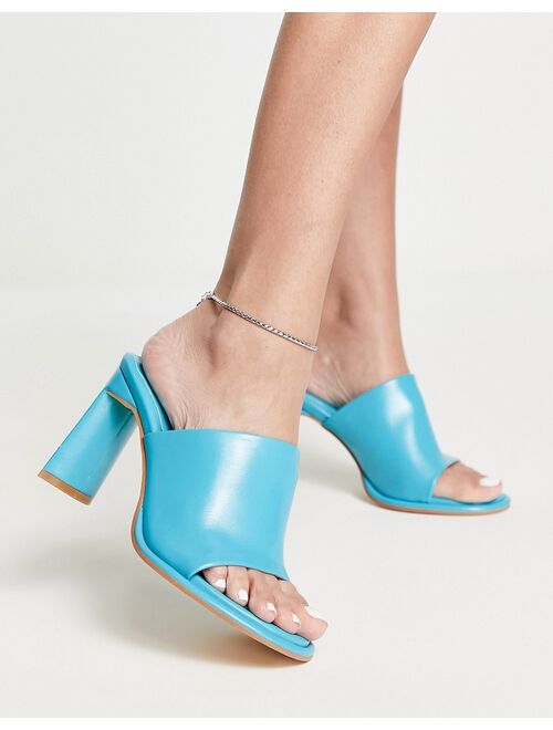 Topshop Wide fit Rianna unlined round toe mule in teal