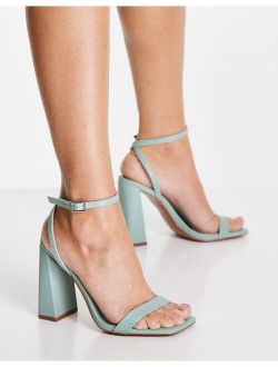 Nora barely there block heeled sandals in green