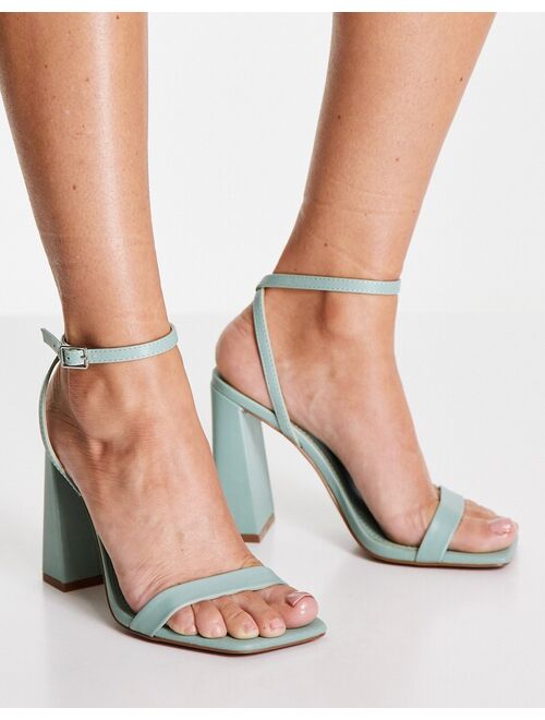 ASOS DESIGN Nora barely there block heeled sandals in green