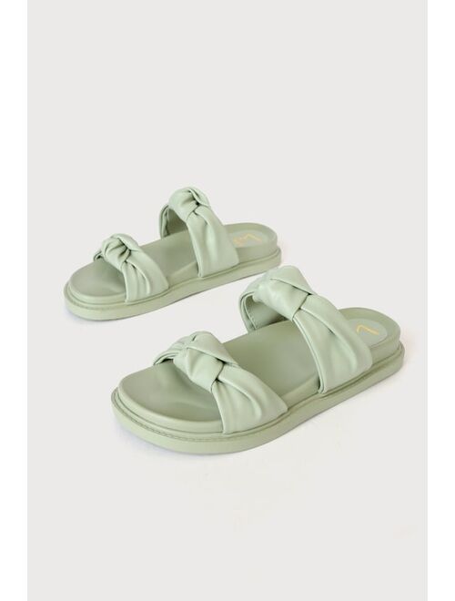 Lulus Koana Pistachio Knotted Flatform Slide Sandals