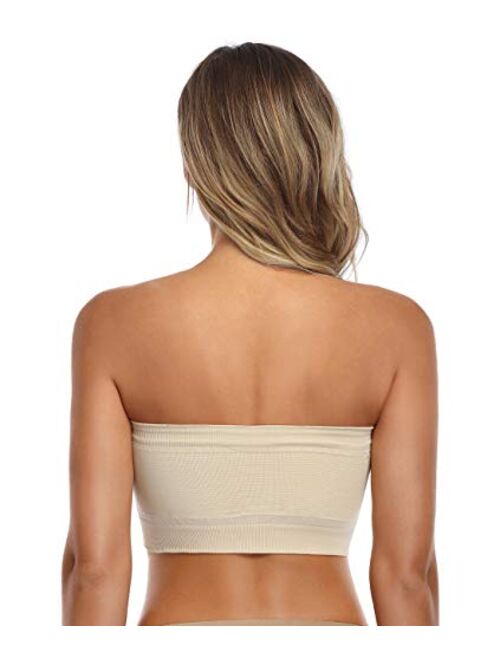 ANGOOL Strapless Comfort Wireless Bra with Slip Silicone Bandeau Bralette Tube Top
