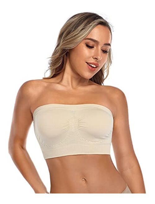 ANGOOL Strapless Comfort Wireless Bra with Slip Silicone Bandeau Bralette Tube Top