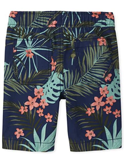 The Children's Place Boys Printed Cotton Pull on Jogger Shorts