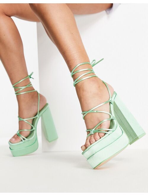 Public Desire Glow Girl platform heel sandals in mint green