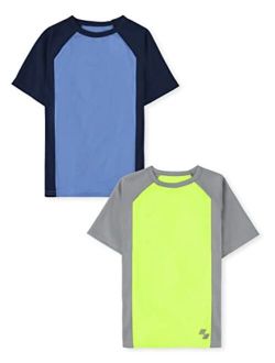 2 Pack Boys Short Sleeve Moisture Wicking and Quick Drying Mesh Performance Top 2-Pack