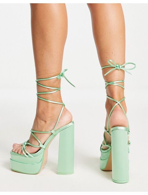 Public Desire Wide Fit Glow Girl platform heel sandals in mint green