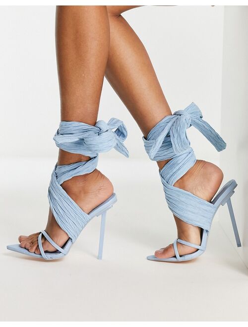 Public Desire Brunchin wrap ankle heel sandals in blue