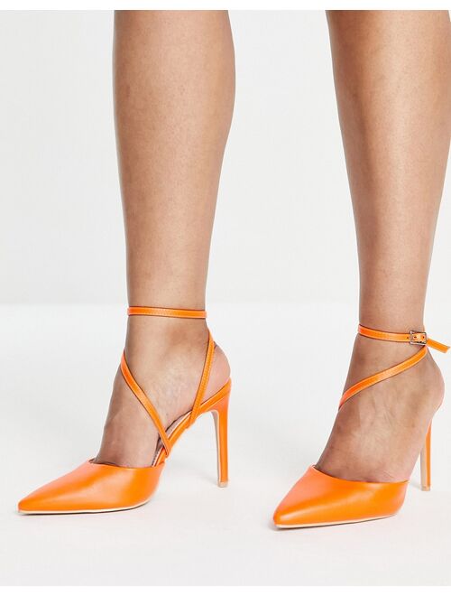RAID Wide Fit Aasta asymmetric heeled shoes in orange