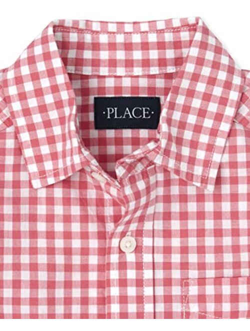 The Children's Place Boys Long Roll Up Sleeves Poplin Button Down Shirts