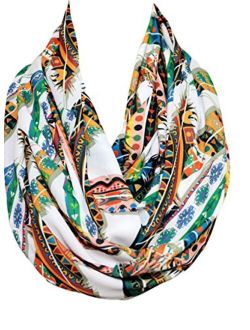 Etwoa's Feather Pattern Infinity Scarf Circle Loop Scarf