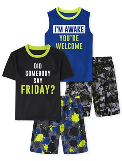 The Children's Place Boys Sleeveless Tank Top and Shorts 2 Piece Pajama Sets