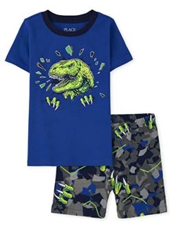 Boys Sleeve Top and Shorts Snug Fit 100% Cotton 2 Piece Pajama Sets