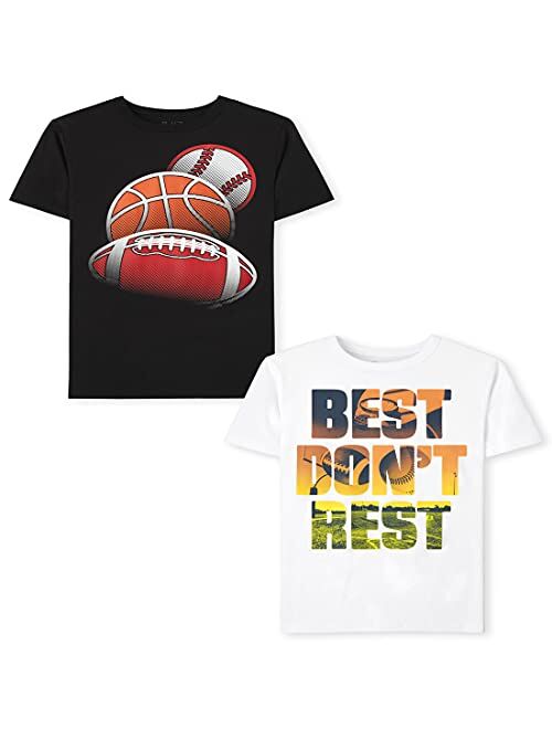 The Children's Place Boys' Short Sleeve Graphic T-Shirt 2-Pack