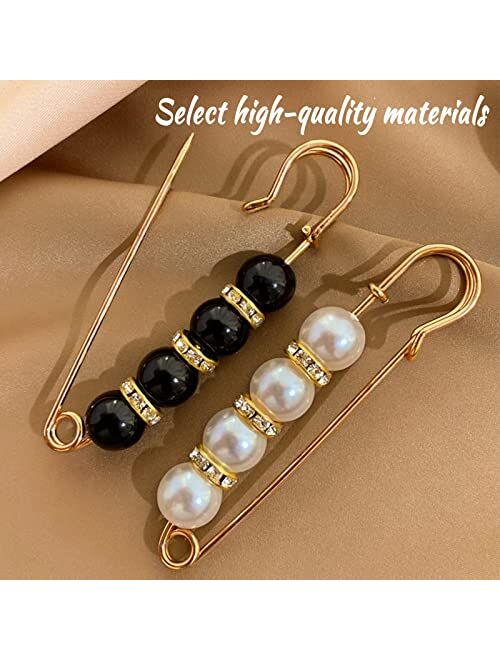 Sonloka 5 Pcs Fashion Pearl Brooch,Sweater Shawl Clip Double Faux Pearl Brooches Waist Pants Extender Safety Pins…