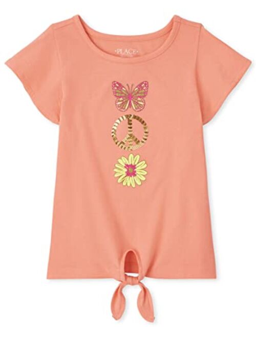 The Children's Place Girls Short Sleeve Tie Front Top