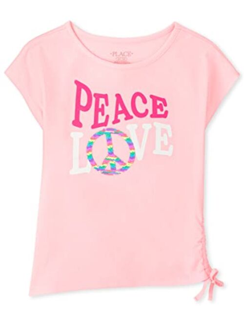 The Children's Place Girls Side Ruched Graphic Top