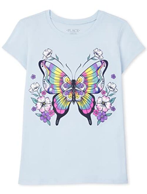 The Children's Place Girls Rainbow Butterfly Graphic Tee