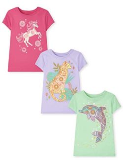 Girls Short Sleeve Graphic T-Shirt 3-Pack