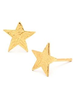Women's Gold Small Star Stud Earrings - 18K Plated Gold - Simple Star Stud Earrings