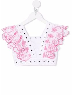 embroidered ruffle top