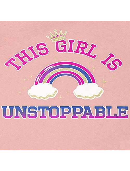 The Children's Place Short Sleeve 'School Days' Smart Smiley Face and 'This Girls is Unstoppable' Graphic T-Shirt 3-Pack