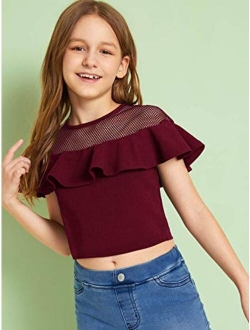 Vermisse Girls Summer Cute T Shirt Short Ruffles Sleeve Basic Soft Casual Plain Tunic Tops Tees 
