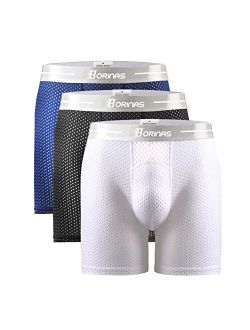 Borinas Men's Mesh Underwear Breathable Ice Silk Athletic Sports Boxer Briefs For Men 3D Pouch No Fly