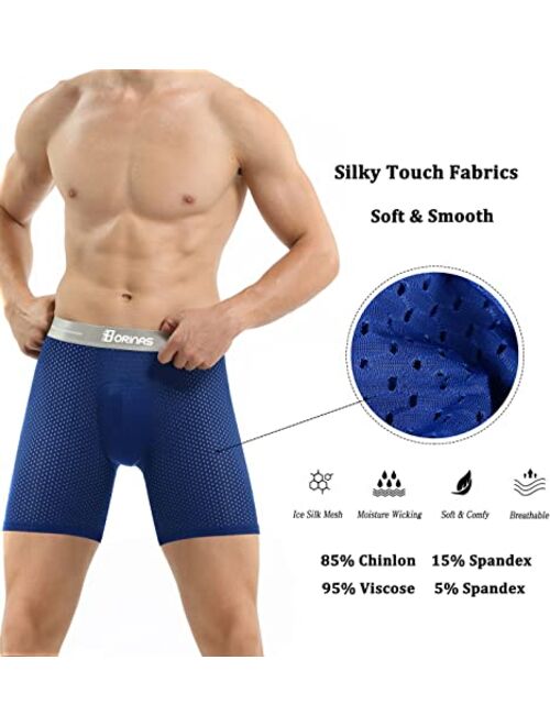 Borinas Men's Mesh Underwear Breathable Ice Silk Athletic Sports Boxer Briefs For Men 3D Pouch No Fly