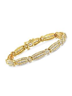 3.00 ct. t.w. Baguette and Round Diamond Bracelet in 14kt Yellow Gold
