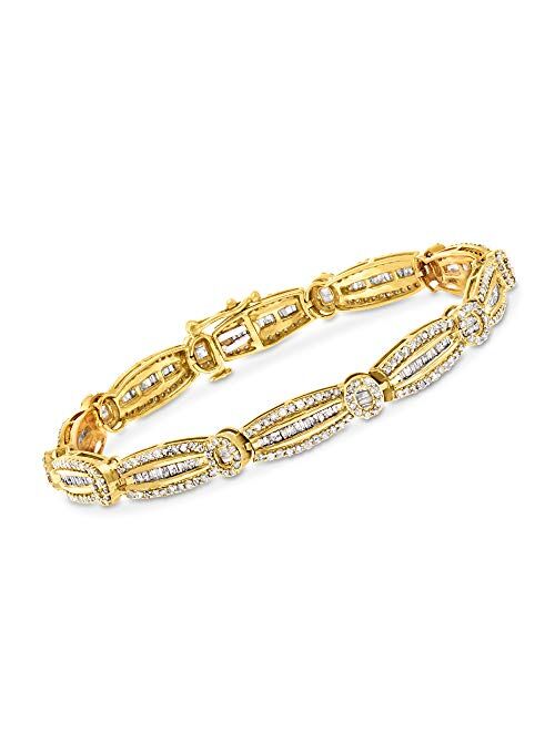 Ross-Simons 3.00 ct. t.w. Baguette and Round Diamond Bracelet in 14kt Yellow Gold