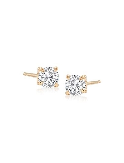 14kt Yellow Gold Round Diamond Stud Earrings I-J Color / I2-I3 Clarity