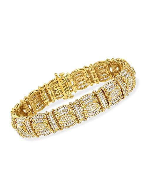 Ross-Simons 5.00 ct. t.w. Round and Baguette Diamond Bracelet in 18kt Gold Over Sterling