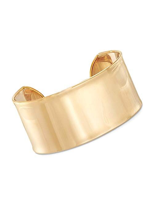 Ross-Simons Italian 14kt Yellow Gold Wide Cuff Bracelet. 8 inches
