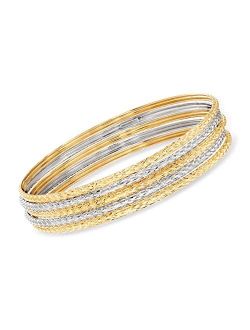 Italian 14kt 2-Tone Gold Jewelry Set: 5 Bangle Bracelets