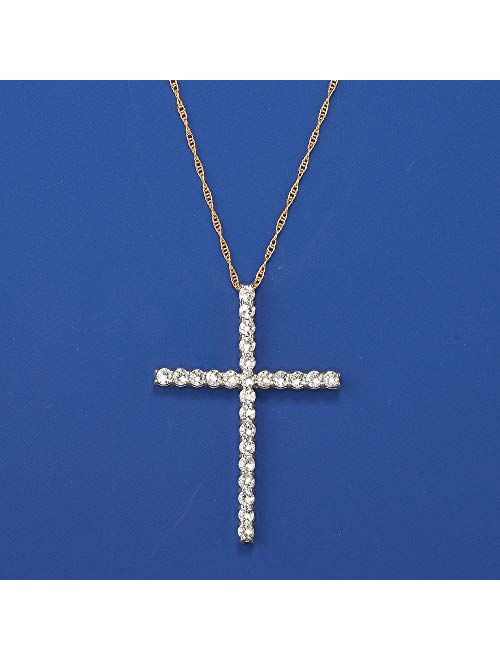 Ross-Simons 2.00 ct. t.w. Diamond Cross Pendant Necklace in 14kt Yellow Gold. 18 inches