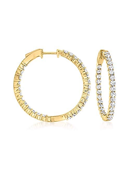 Ross-Simons 2.00 ct. t.w. Diamond Inside-Outside Hoop Earrings in 14kt Yellow Gold