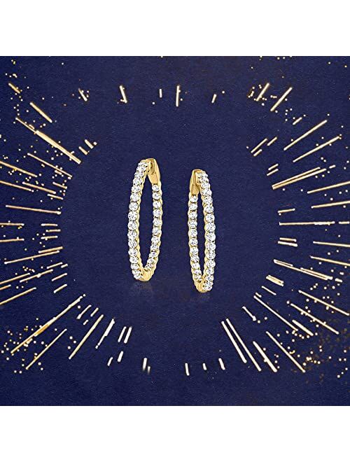 Ross-Simons 2.00 ct. t.w. Diamond Inside-Outside Hoop Earrings in 14kt Yellow Gold
