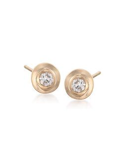 Bezel-Set Diamond Stud Earrings H-I Color / I1-I2 Clarity