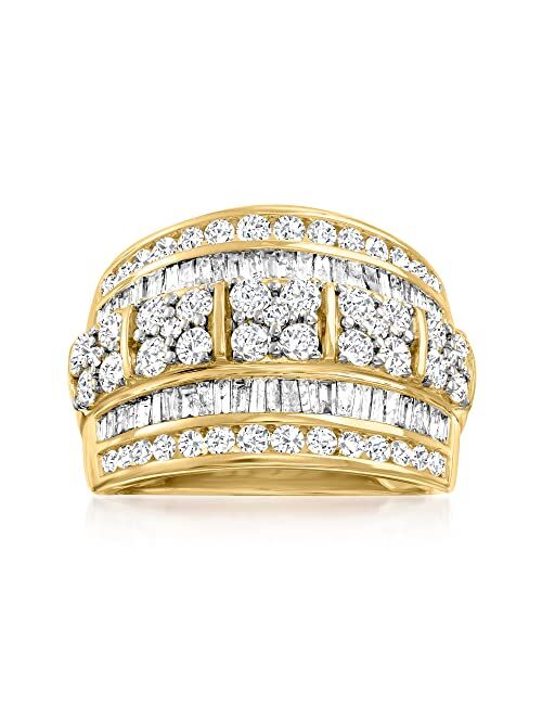 Ross-Simons 2.00 ct. t.w. Round and Baguette Diamond Multi-Row Ring in 14kt Yellow Gold