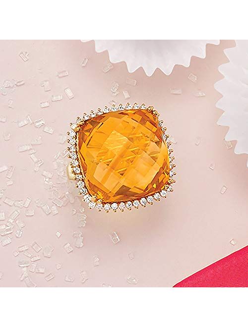 Ross-Simons 25.00 Carat Citrine and .80 ct. t.w. Diamond Ring in 14kt Yellow Gold