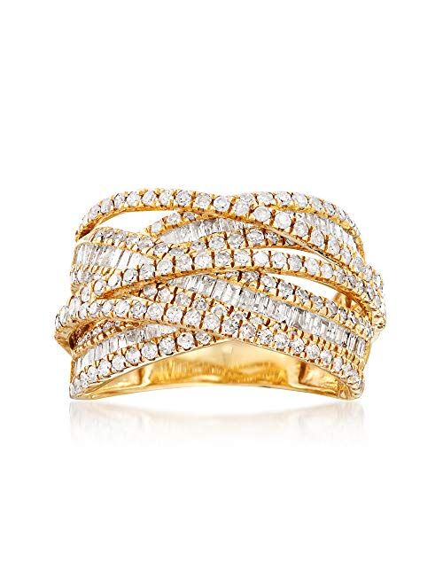 Ross-Simons 2.00 ct. t.w. Round and Baguette Diamond Highway Ring in 14kt Yellow Gold