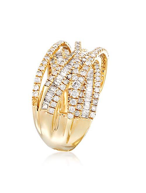 Ross-Simons 2.00 ct. t.w. Round and Baguette Diamond Highway Ring in 14kt Yellow Gold