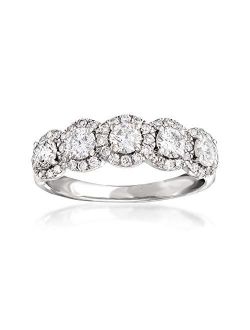 1.00 ct. t.w. Diamond 5-Stone Halo Ring in 14kt White Gold